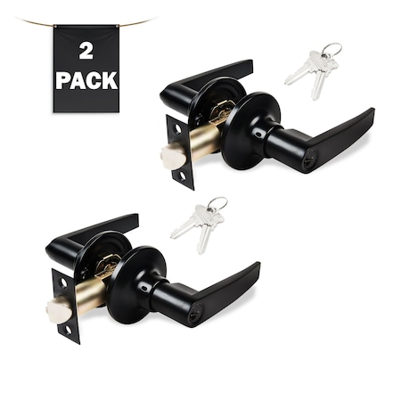 Premier Lock Entry Door Lever Lock Set Set of 2, Keyed Alike, Matte Black, 2PK LEV11X-2